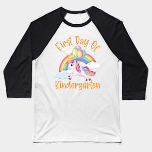 Nice Unicorn and Rainbow | First Day of Kindergarten Baseball T-Shirt